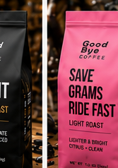 Save Grams Ride Fast light roast coffee bag